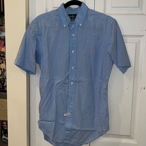 Ralph Lauren blue button down collared short sleeve shirt